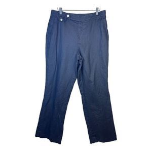 Chaps Pants Womens 12 Black Linen Side Pocket Casual Business